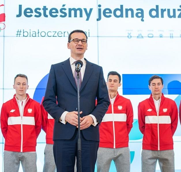 [VIDEO] Spotkanie premiera Mateusza Morawieckiego z kadrą skoczków narciarskich wylatujących na olimpiadę do Korei Południowej